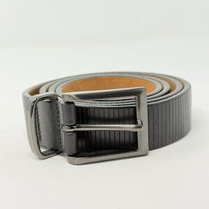 MEZLAN Black Leather Belt | Ribbed | Sz 40 | SPAIN made